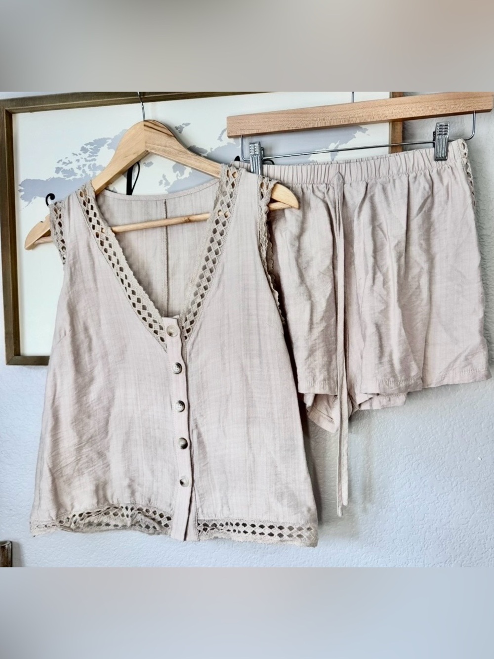 Shein small neutral cream boho beach set